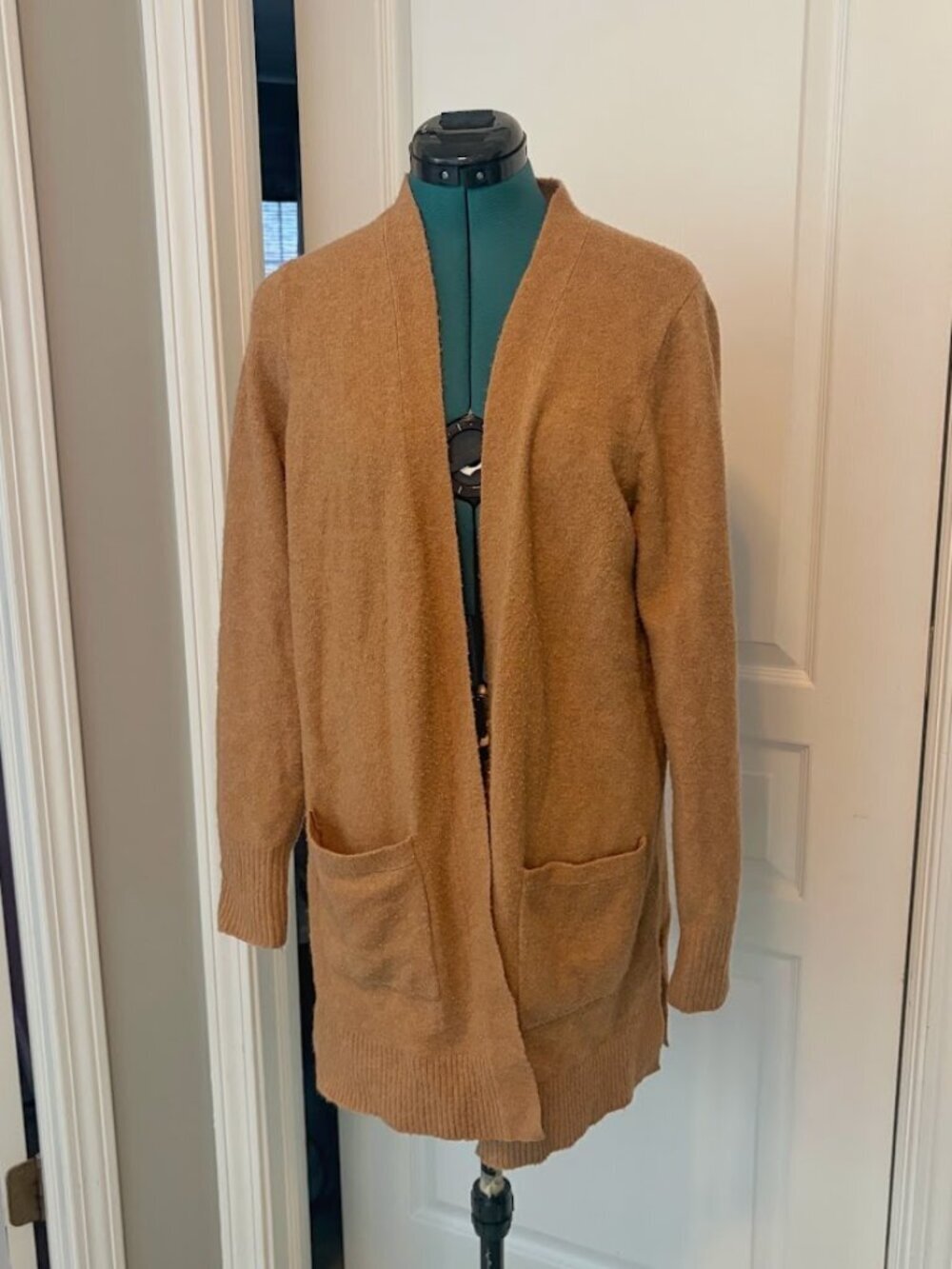 J. Crew Factory Wool Blend Knit Soft Cozy Patch Pocket Open Cardigan Sweater